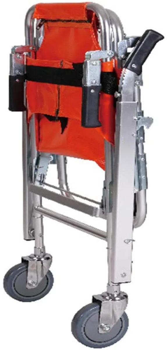 Silla de escalera de aleación de aluminio, silla de evacuación médica plegable ligera con hebillas de liberación rápida para situaciones de emergencia