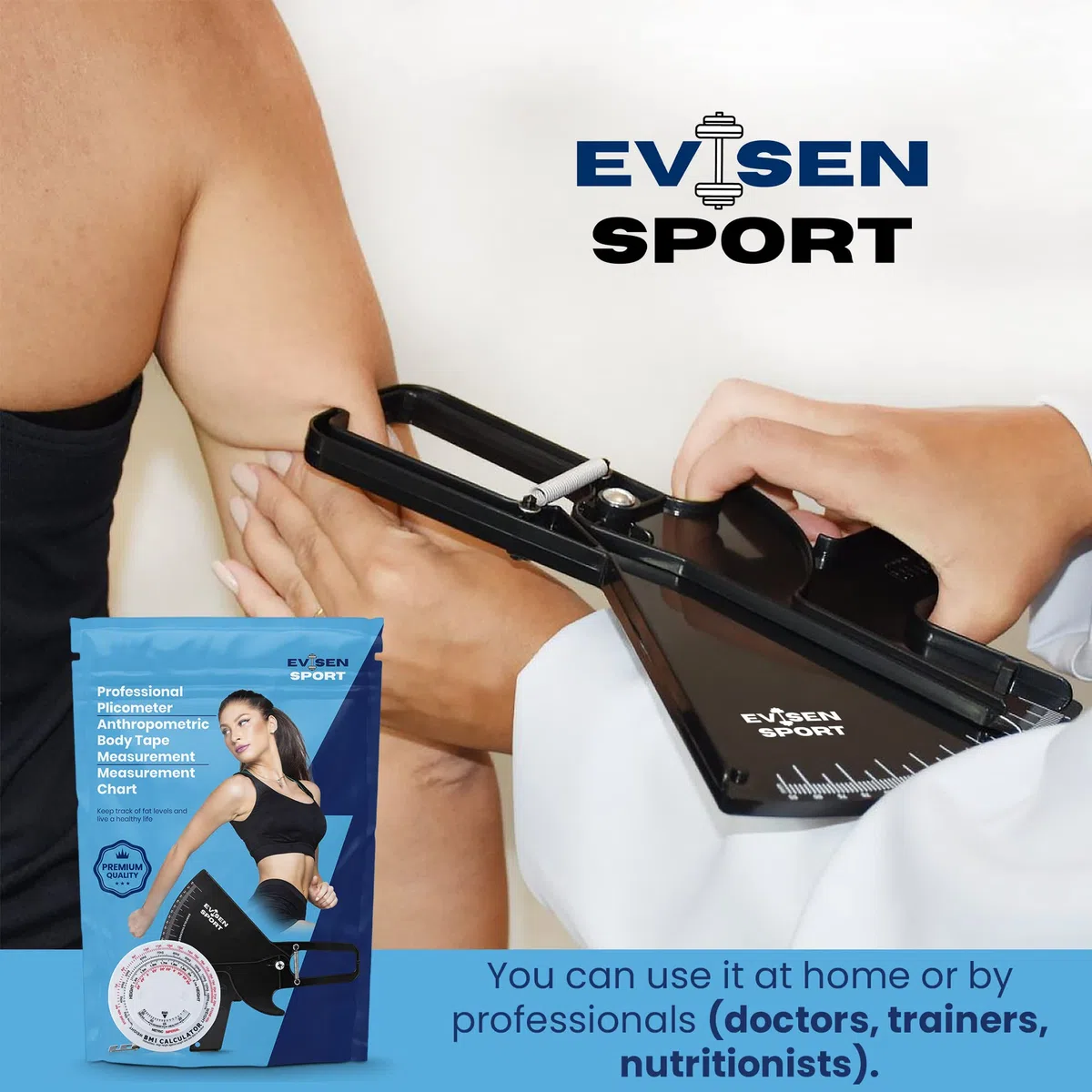Plicómetro Profesional + Cinta Métrica Corporal Antropométrica Medidor De Grasa Corporal Para Calcular Porcentaje De Body Fat, Diámetros Óseos y Musculares