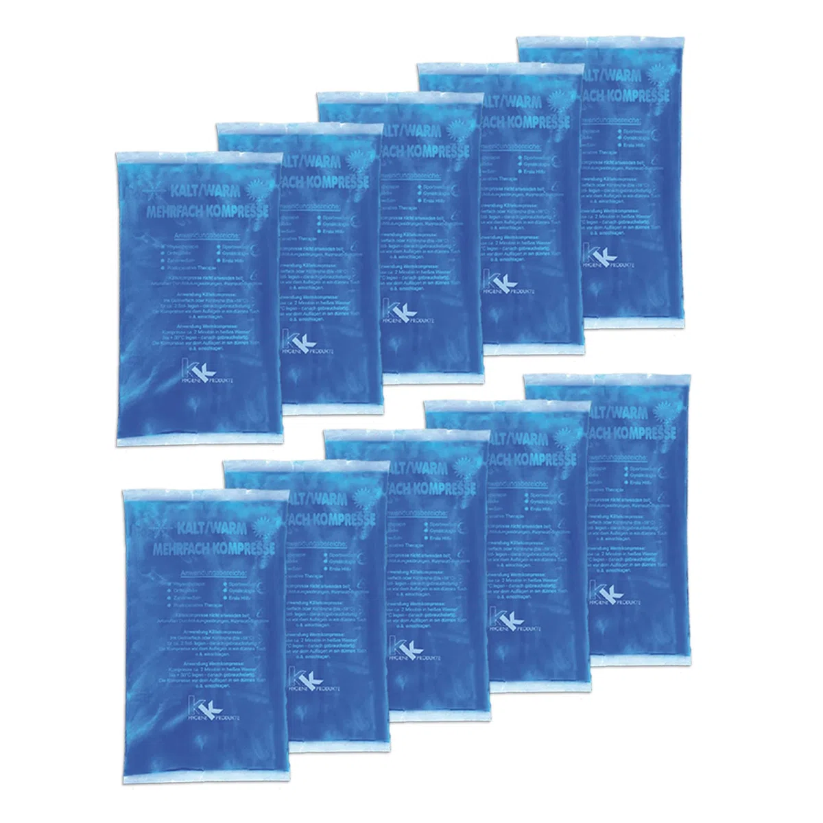 KK Compresa Térmica Terapéutica, 9 x 16 cm, 1 Paquete de 10 Unidades, Azul, Versátil (Calor/Frio), Reutilizable