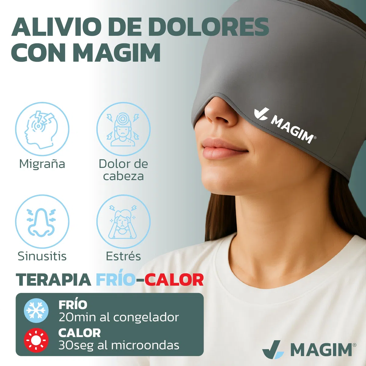 Gorro Migraña | Gorro Terapéutico + Pinza Acupresión + Anillo Antiestrés + eBook “Guía Migrañas” | Alivio Dolor de Cabeza, Sinusitis, Estrés y Tensión de forma natural (GRIS)