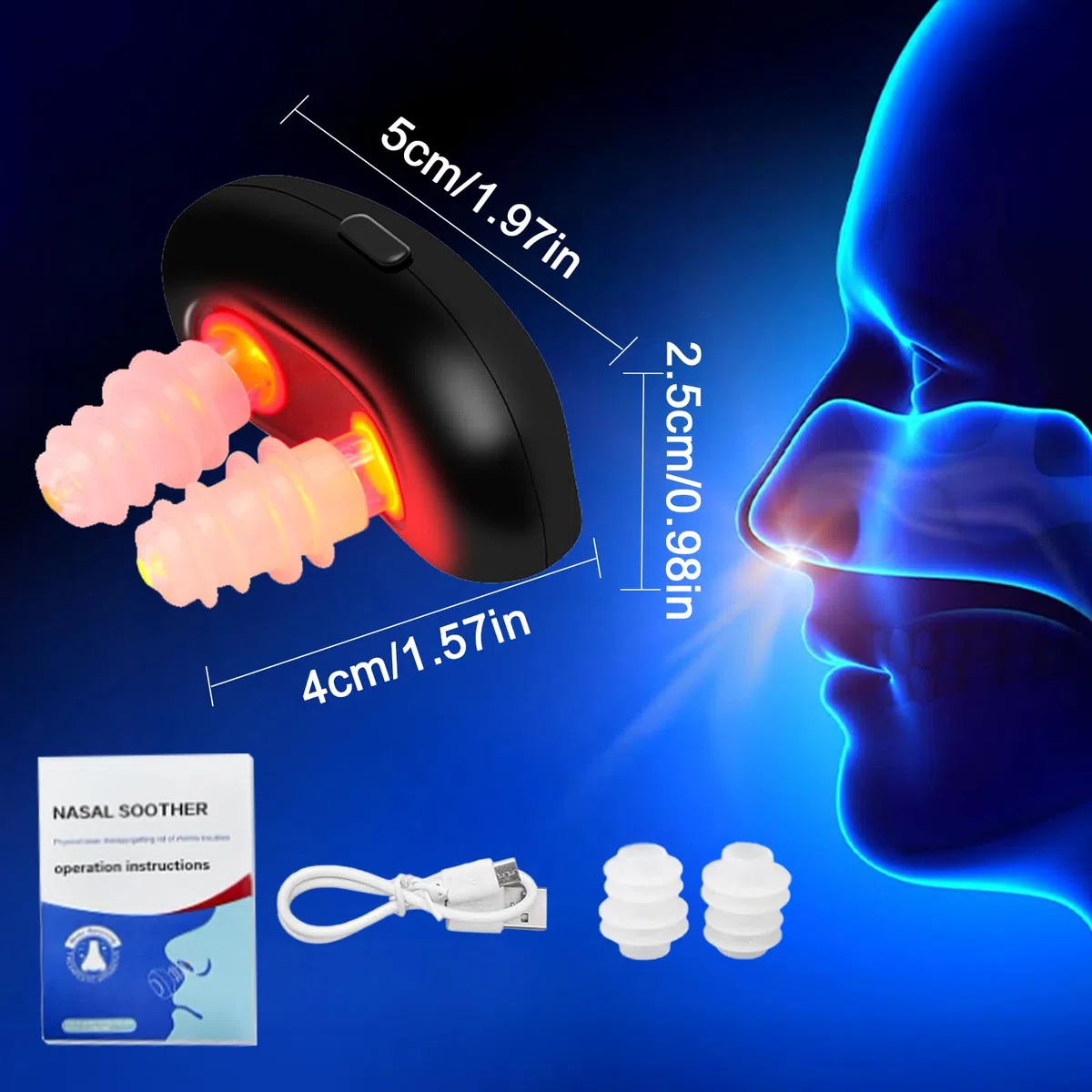 Dispositivo de Nariz con Luz Roja, Calmante Nasal de Fisioterapia, Herramienta para Aliviar La Rinitis, Luz Roja Portátil Instrumento de Terapia Nasal para Aliviar Los Síntomas de La Rinitis
