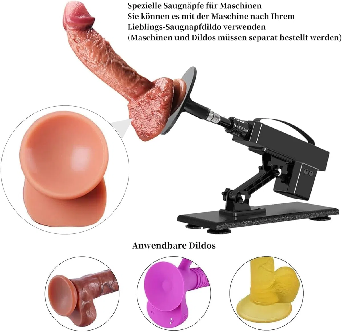 Accesorio para Máquina Sexual Automática con Conector 3XLR Ventosa de 10cm Adaptador Rápido para Máquina de Sexo Sex Machine Adapter Accesorio 3XLR para Consolador, Masturbación Juguete Sexual