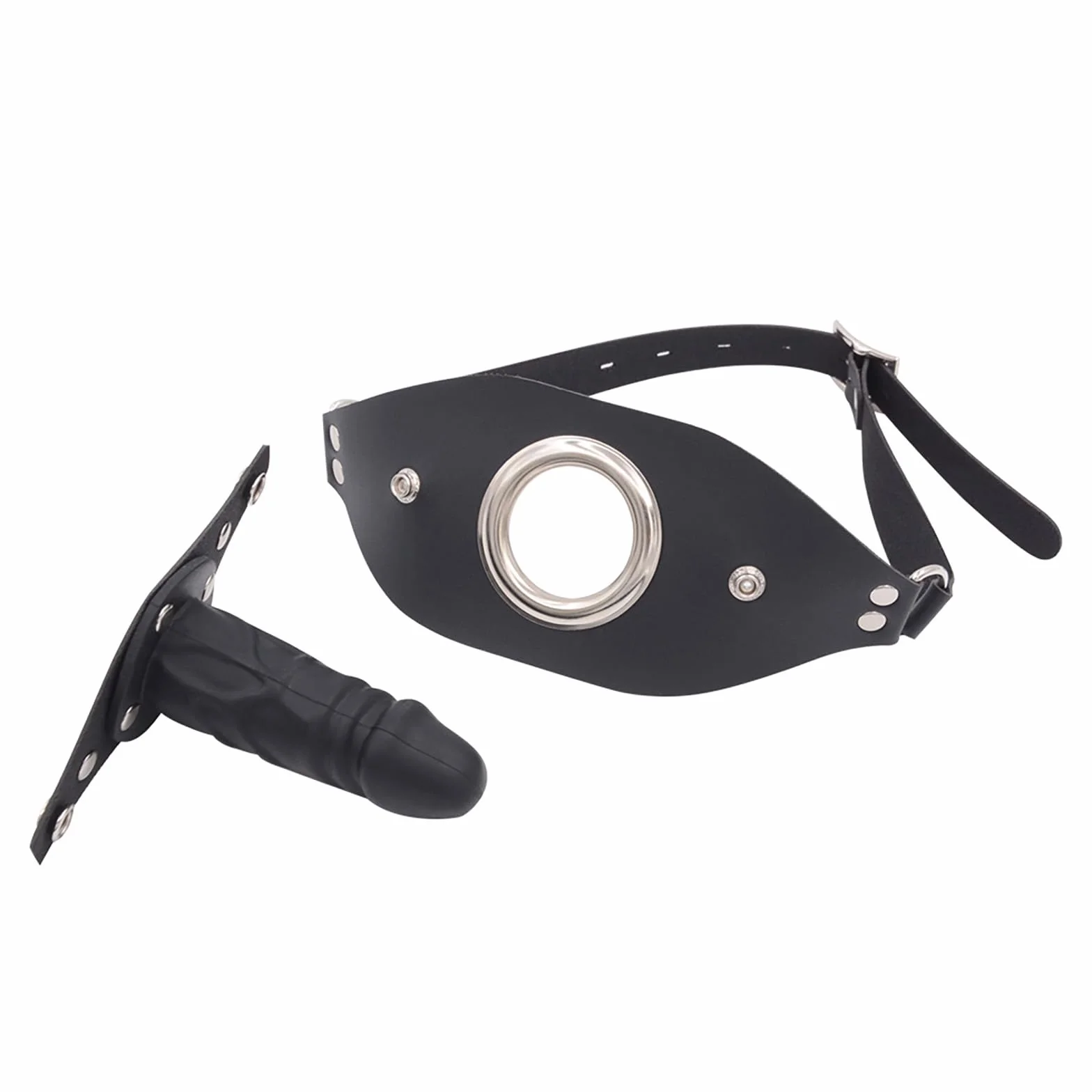 Mordaza Consolador De Silicona Extraíble Con Bola De Cuero Ajustable BDSM Boca Mordaza Para Parejas Juguetes Bondage (10CM)