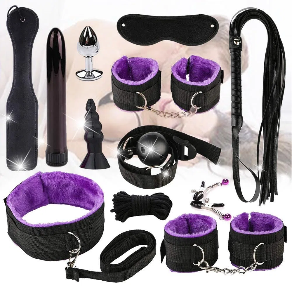 12 Pcs B`SD`M Kit Rëšträiñt Set Dormitorio Aventura Juegos Häñdçüffs Sëx Töyš Kit(Purple)