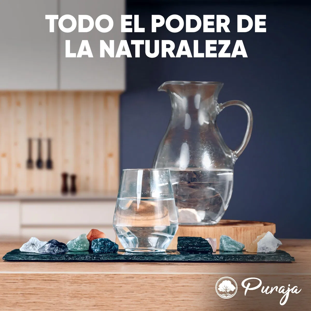 PURAJA Mezcla de Piedras Preciosas | Set de Piedras Curativas Premium para Purificar el Agua | Cristales Naturales para Agua (Todo en Uno 300g)