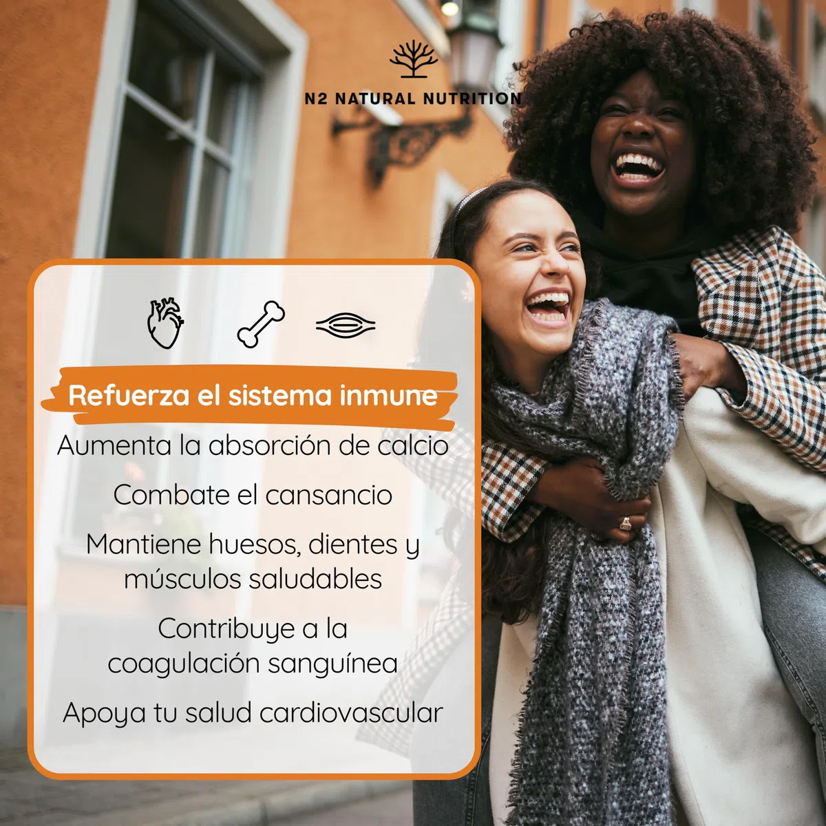 Vitamina D3 y K2. Vitamina D3 5000 ui + Vitamina K2 MK7 200 μg + Silicio + Bamboo. Alta Dosificación y Biodisponibilidad. Contribuye al Sistema Inmunológico. 150 Cápsulas. N2 Natural Nutrition