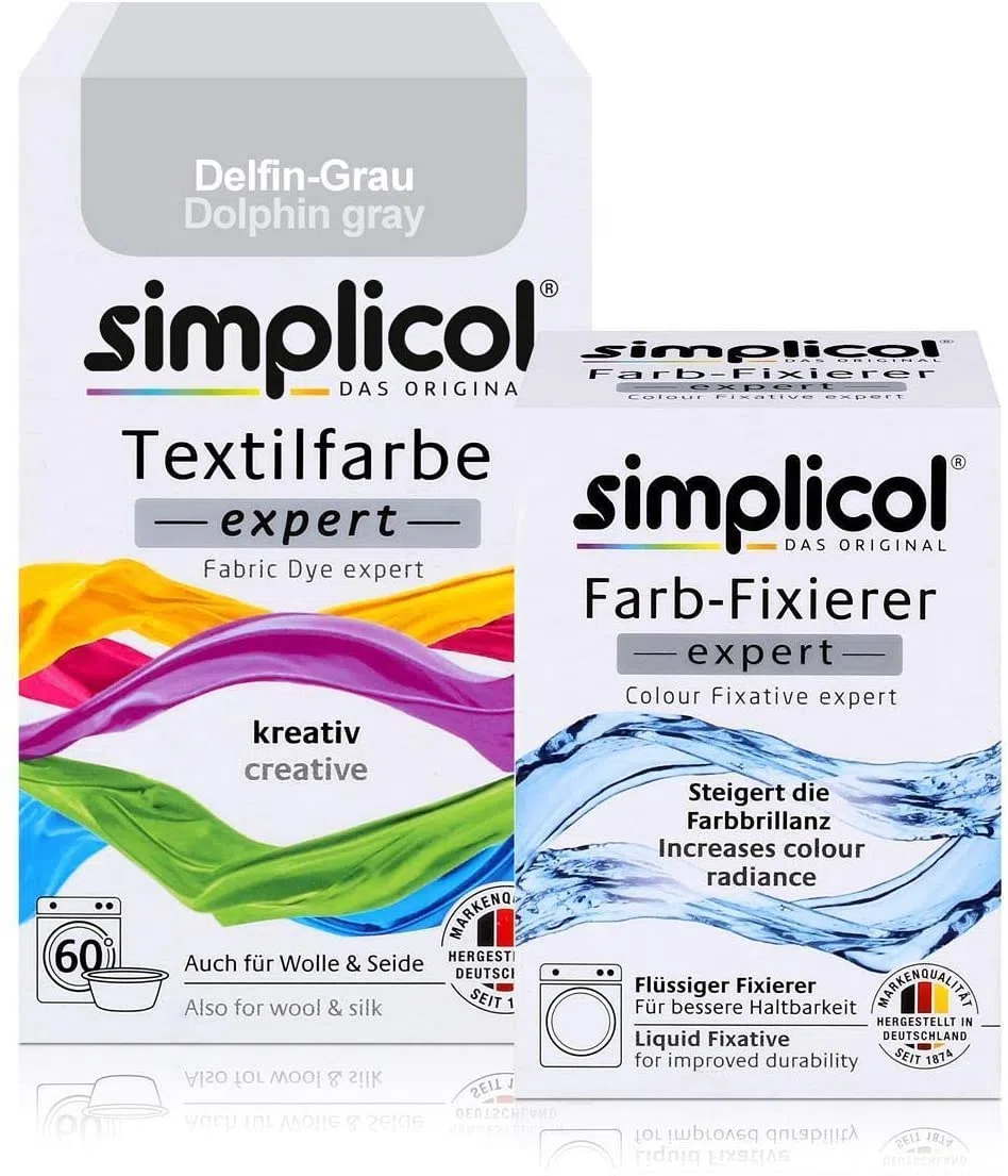 simplicol Expert + fijador del Color Paquete de Kombi Fabric Dye: Tinte de Coloración para Textiles: Lavado a Mano o Lavadora - Gris
