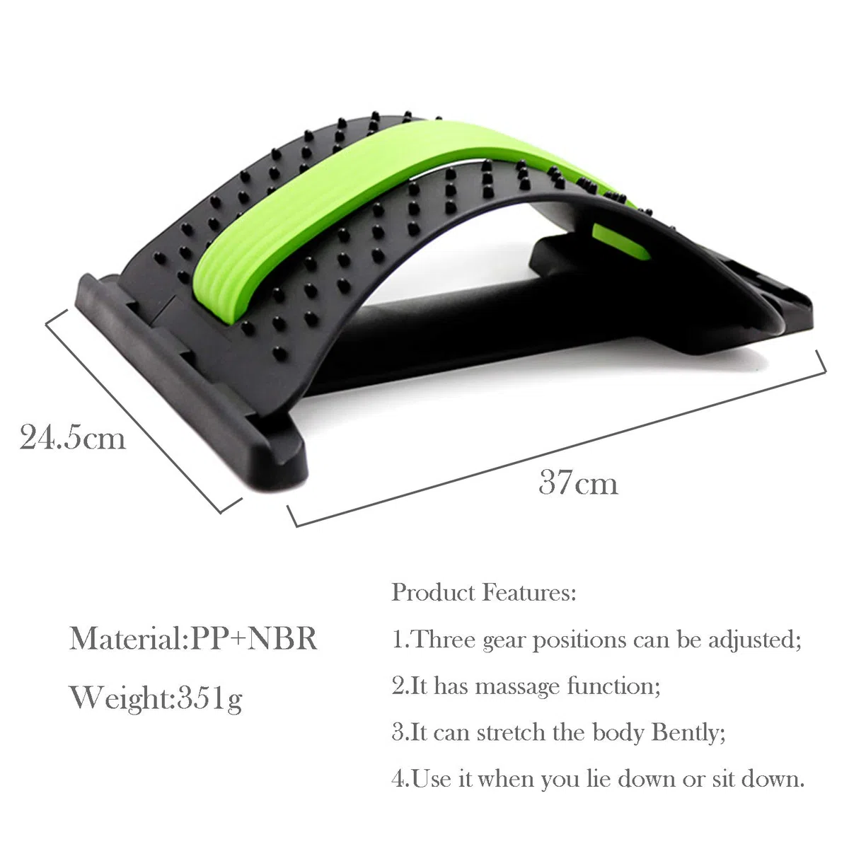 Estiramiento de Espalda,Dispositivo de Estiramiento Lumbar para Masaje de Espalda y Aliviar el Dolor de Espalda,3 Niveles Ajustables Corrector de Postura