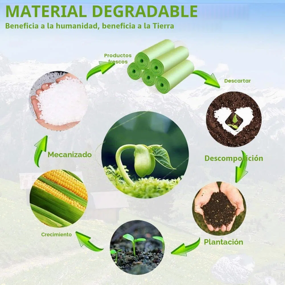 100 bolsas de basura orgánicas resistentes al desgarro para cocinas y alimentos, 100% compostables y biodegradables, bolsas de desechos de almidón de maíz 30 l
