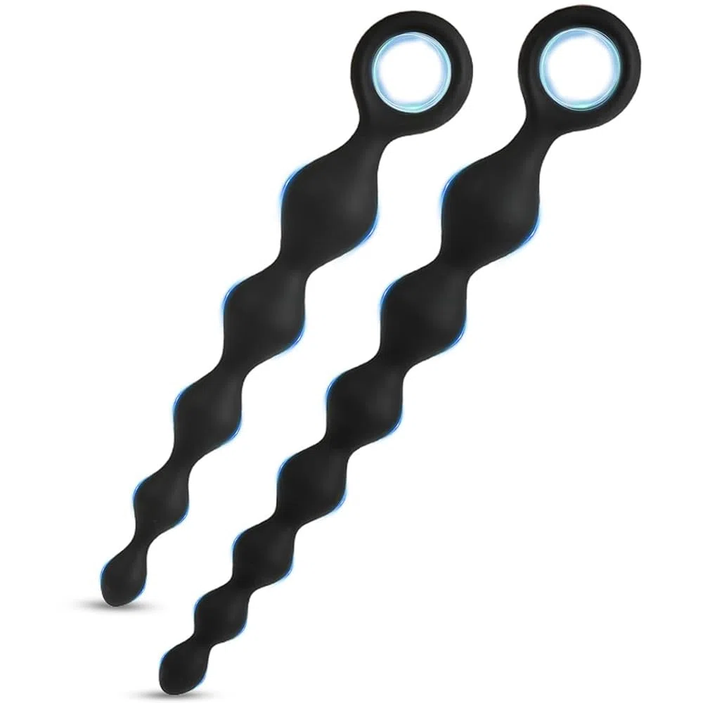 BDSMLOVE Tapón Anal de Silicona para Hombres y Mujeres, 2 Piezas Tapones Anales con Cuentas, Cadena Anal, Juguetes Sexuales, Juguetes Sexuales para Mujeres