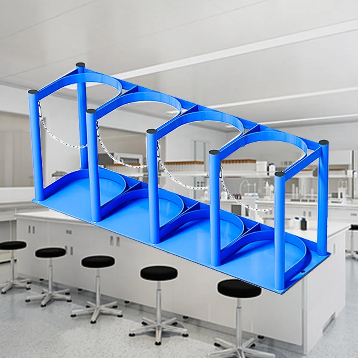 Estante cilíndrico de oxígeno para 1-6 tanques, soporte de almacenamiento médico portátil para transporte y almacenamiento seguros