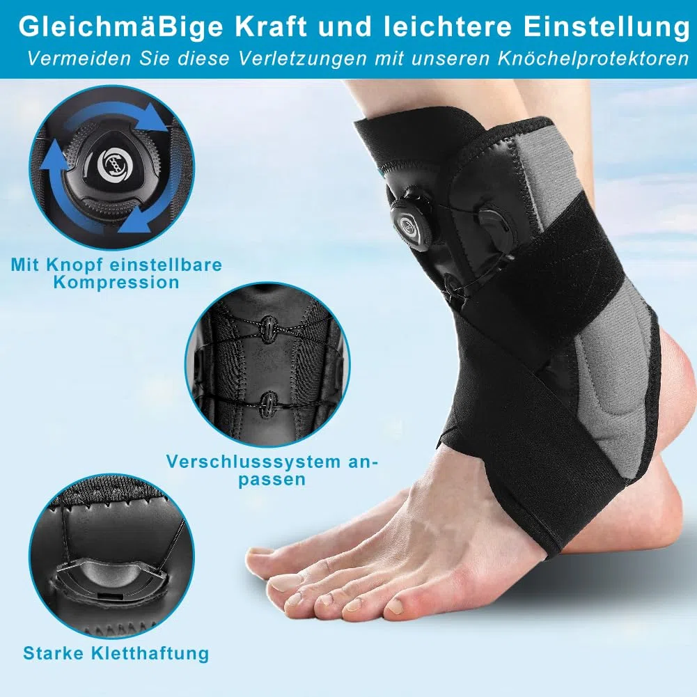 gctrler Tobillera para Esguince la derecha izquierda, tobillera ajustable con pomo para esguinces de tobillo, tendinitis, espolones calcáneos, fascitis plantar, tendinitis de Aquiles