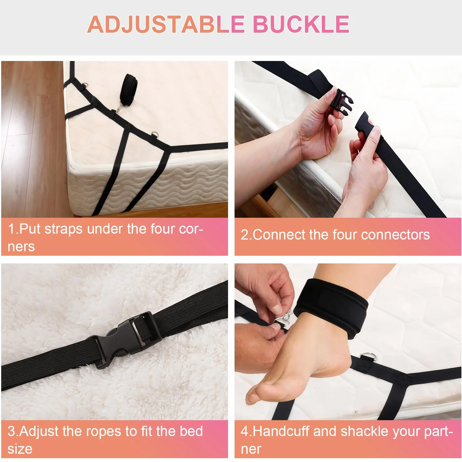 Qoosea SM Bondage Kit, Restraints Kits para Cama, Erótico Set Juguetes Sexuales para Parejas, BDSM Restraints Kits Erótico con Esposas Máscara de Ojos para Principiantes y Experimentados
