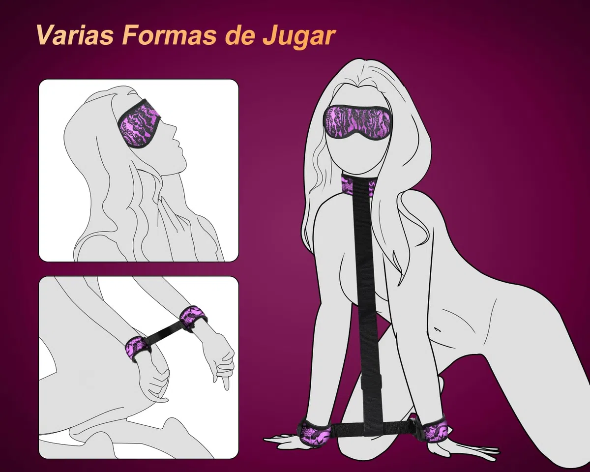 Juguetes Eróticos para Pareja Sexuales SM Kit Esposas Ajustable Juguetes Sensuales Pareja Esposas Juguetes Sexuales Mujer Hombre Juegos Eroticos Sex Toys para Principiantes y Experimentados (Púrpura)