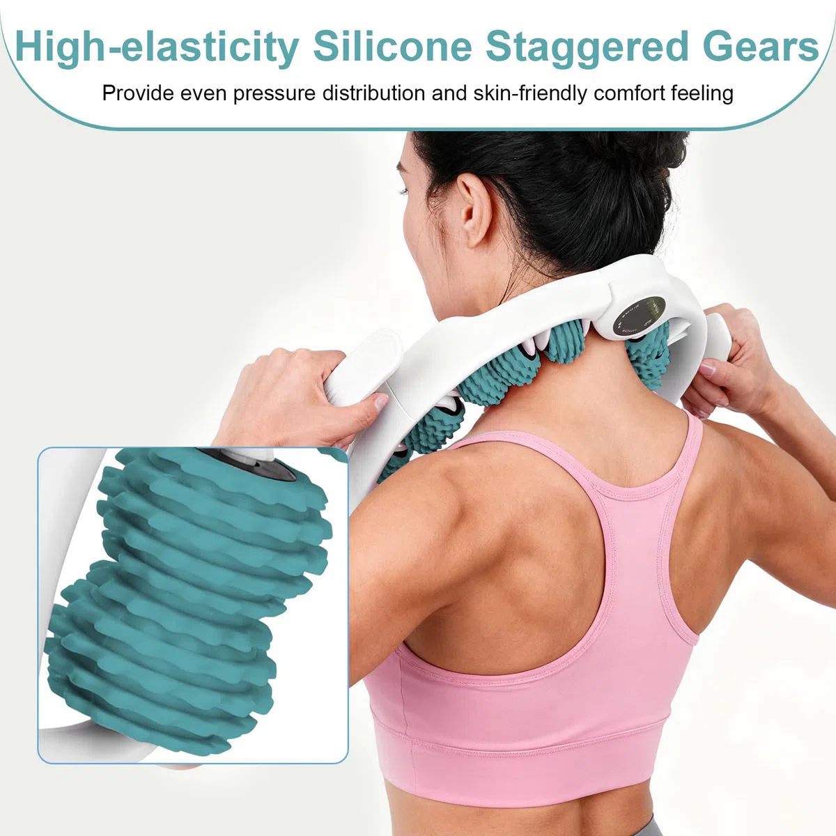 Rodillo de masaje de celulitis con asas de rodillo desmontables para espalda, piernas, cuello, hombros, relajación muscular corporal y circulación, herramienta masajeadora de presión firme para