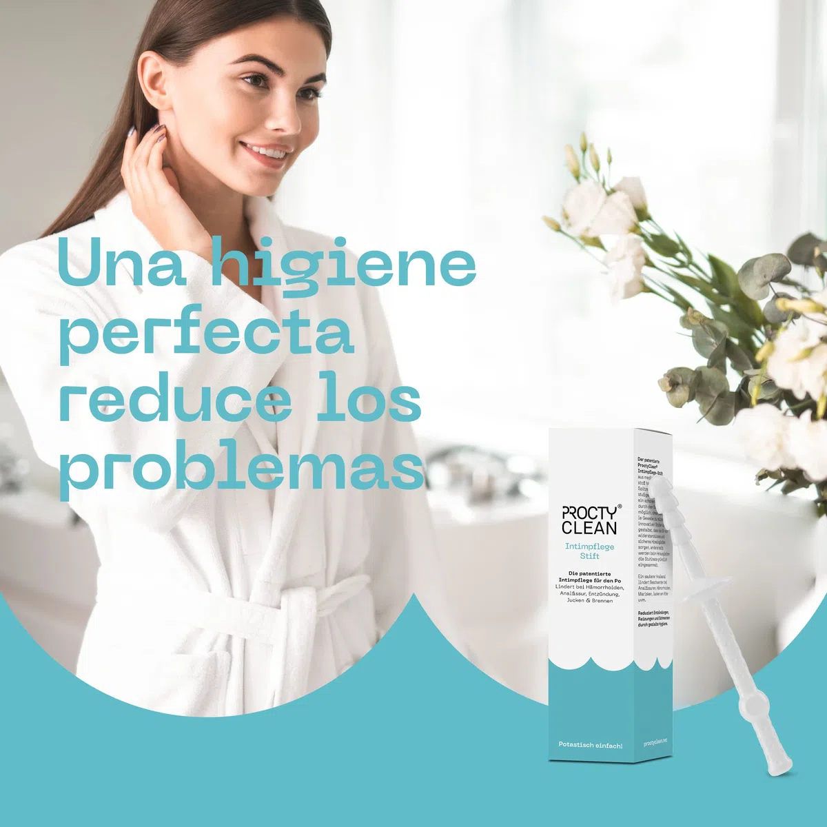 Bastoncillo de higiene íntima ProctyClean ¡Patentado! Higiene anal suave y cuidado íntimo para mujeres y hombres. Ayuda con hemorroides, fisura anal, picor y ardor en el ano. Mujeres, hombres.