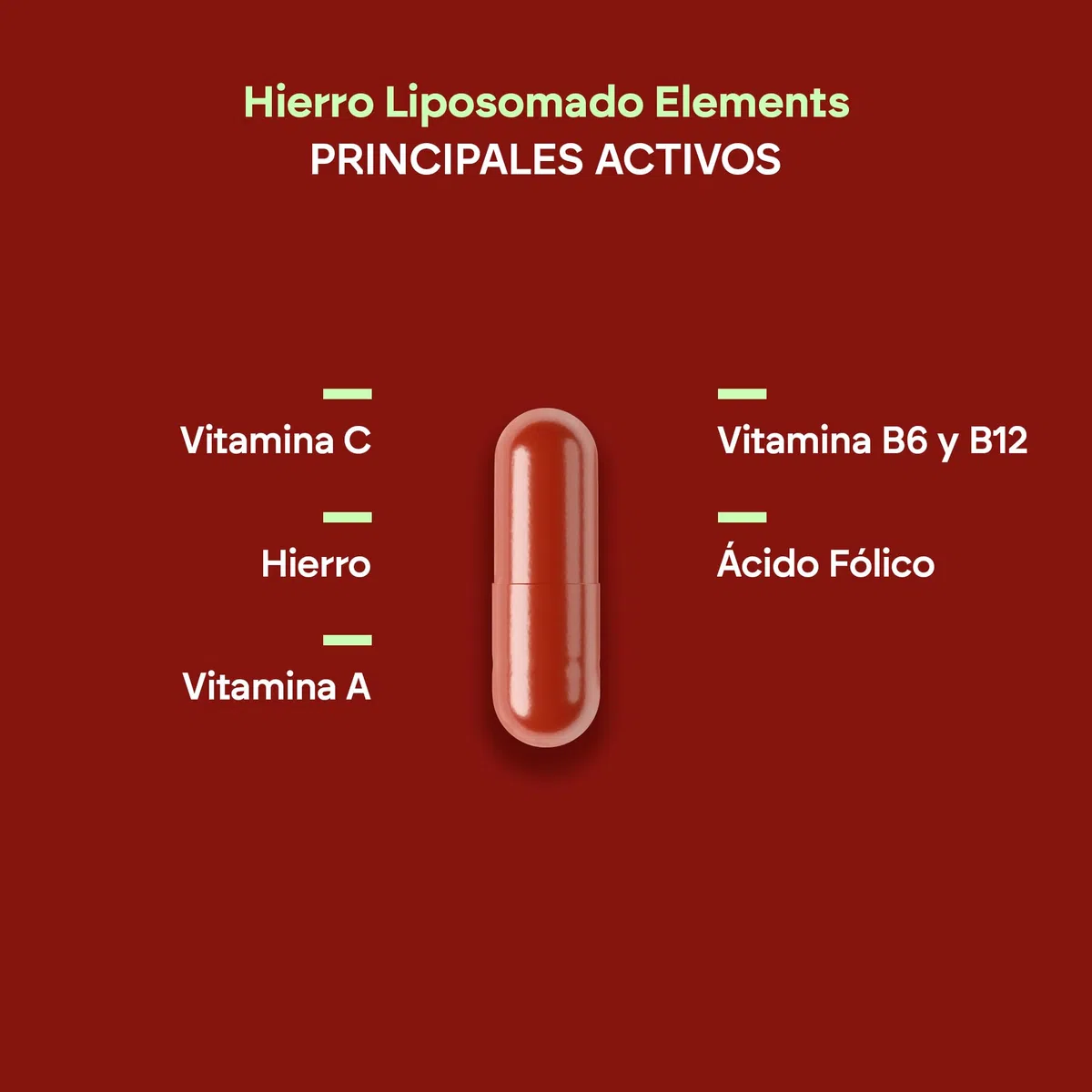 Hierro Liposomado 30mg Cansancio y Fátiga - Con Vitamina C, B12 Ácido Fólico, A y B6 - Hierro Suplemento - 60 Cápsulas Liposomal Iron Nutralie