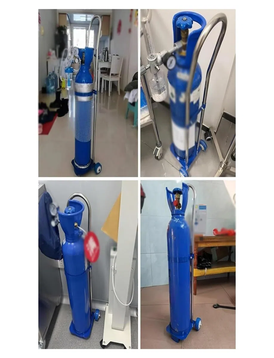 Carro de tanque de oxígeno portátil con altura ajustable y ruedas silenciosas, soporte cilíndrico de acero para transporte, cuidado del hogar, (87 cm/34.3), 87 cm/34.3, 87 cm/34.3