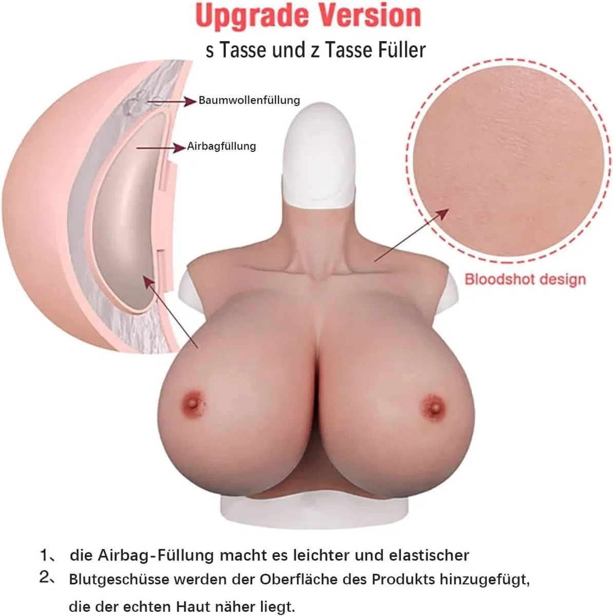 Grandes Pechos Copa H K S Z prótesis mamarias de Silicona Forma Pechera para Cosplay travesti Drag Queen transgénero, Beige Baumwollfüller, K Cup Baumwollfüller