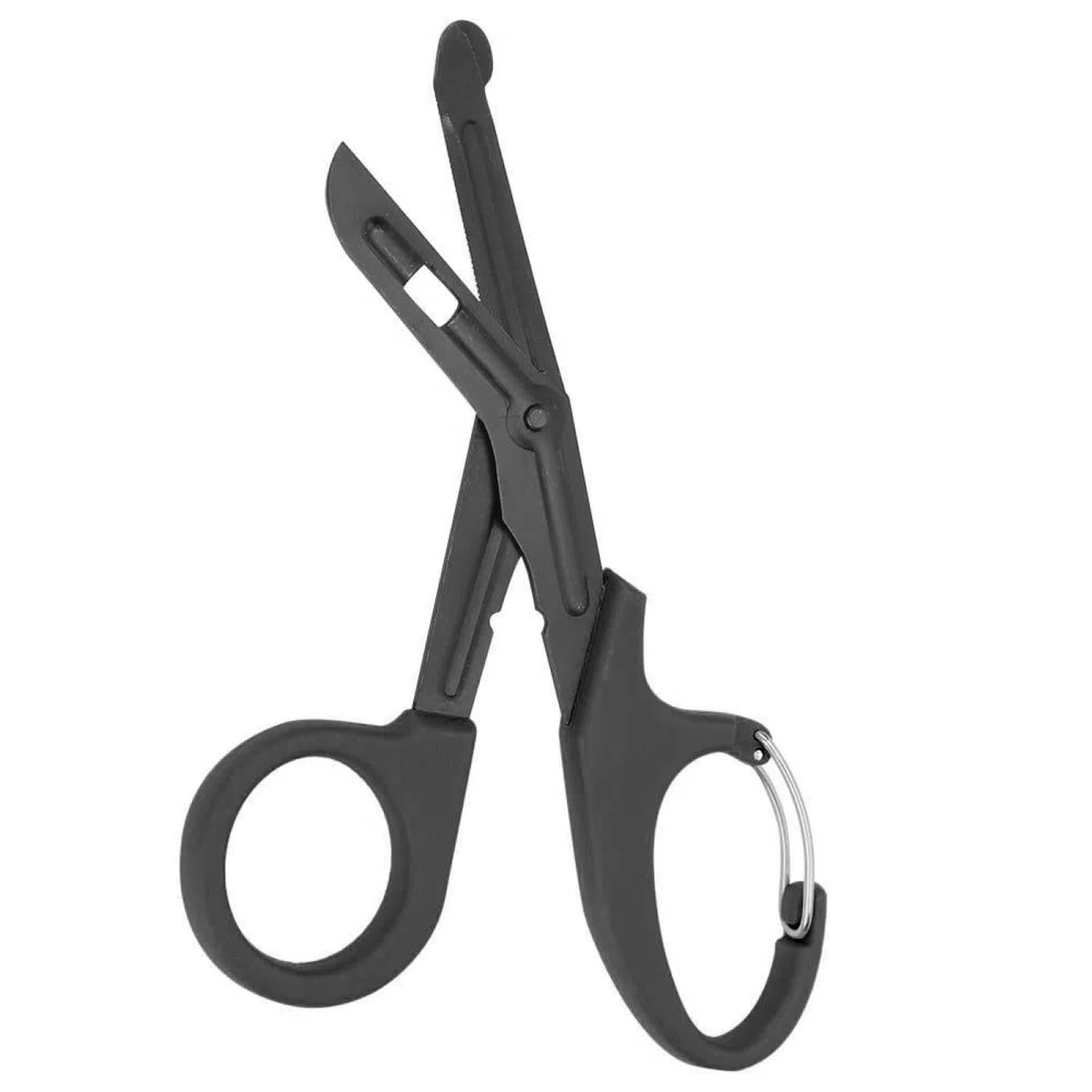Tijeras de vendaje de titanio, tijeras EMT y tijeras de trauma, dobladas con revestimiento negro para enfermeras, estudiantes, sala de emergencias (negro, 19 cm)