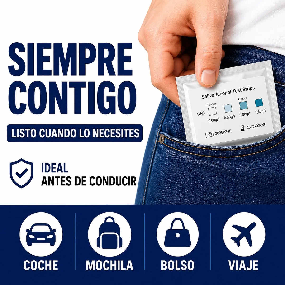 Test de Alcohol en Saliva G.V.SHOP – 10 Tiras Desechables | Alcoholímetro Químico Rápido | Test de Alcoholemia para Conducir | Resultado en 2 Minutos (10pz)