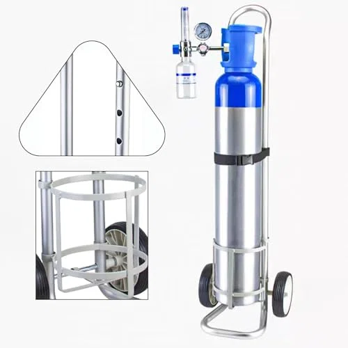 Estante de cilindro de oxígeno ajustable con ruedas, soporte de recipiente resistente para tanques de gas, organizador seguro de tanque de propano (nombre del tamaño de 12,5 cm de diámetro