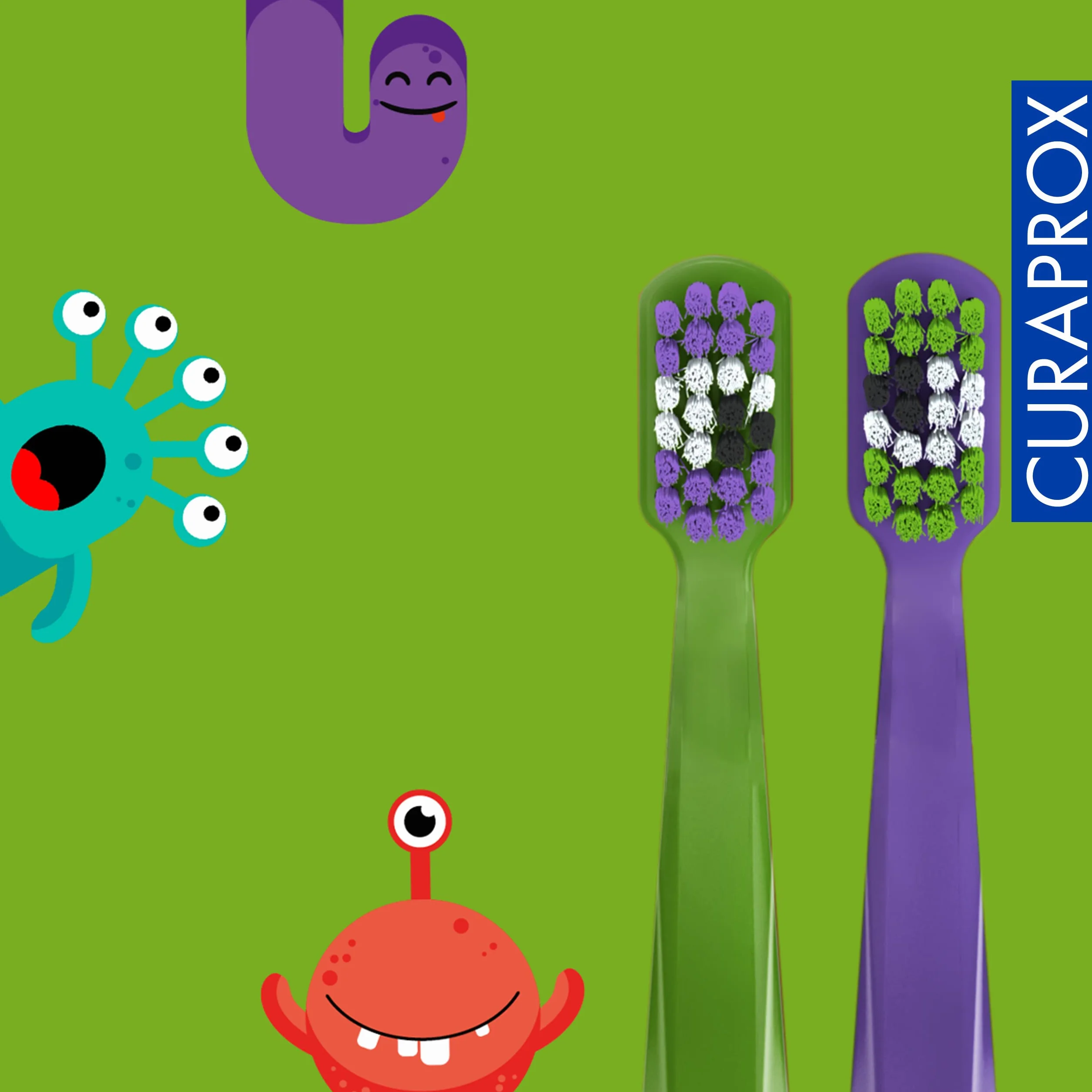 Curaprox CS Kids Special Edition Little Bacterias - Cepillo de dientes de mano (2 unidades)