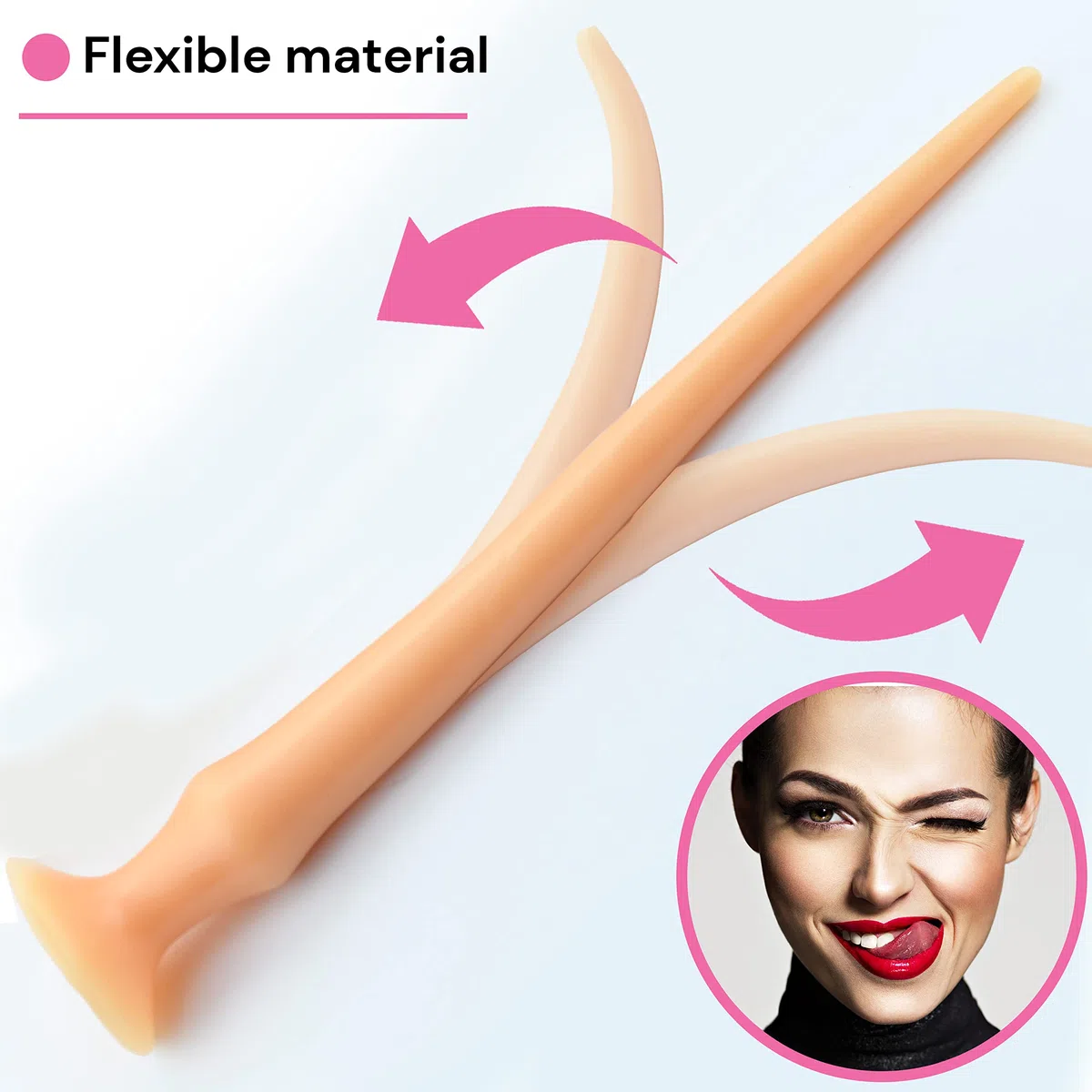 Dildo anal 50 cm color beige con ventosa – Plug anal largo 1,5–5 cm diámetro – Consolador flexible de PVC – Dilatador anales masculino y femenino – Juguetes sexuales adultos Butt plug A90-2