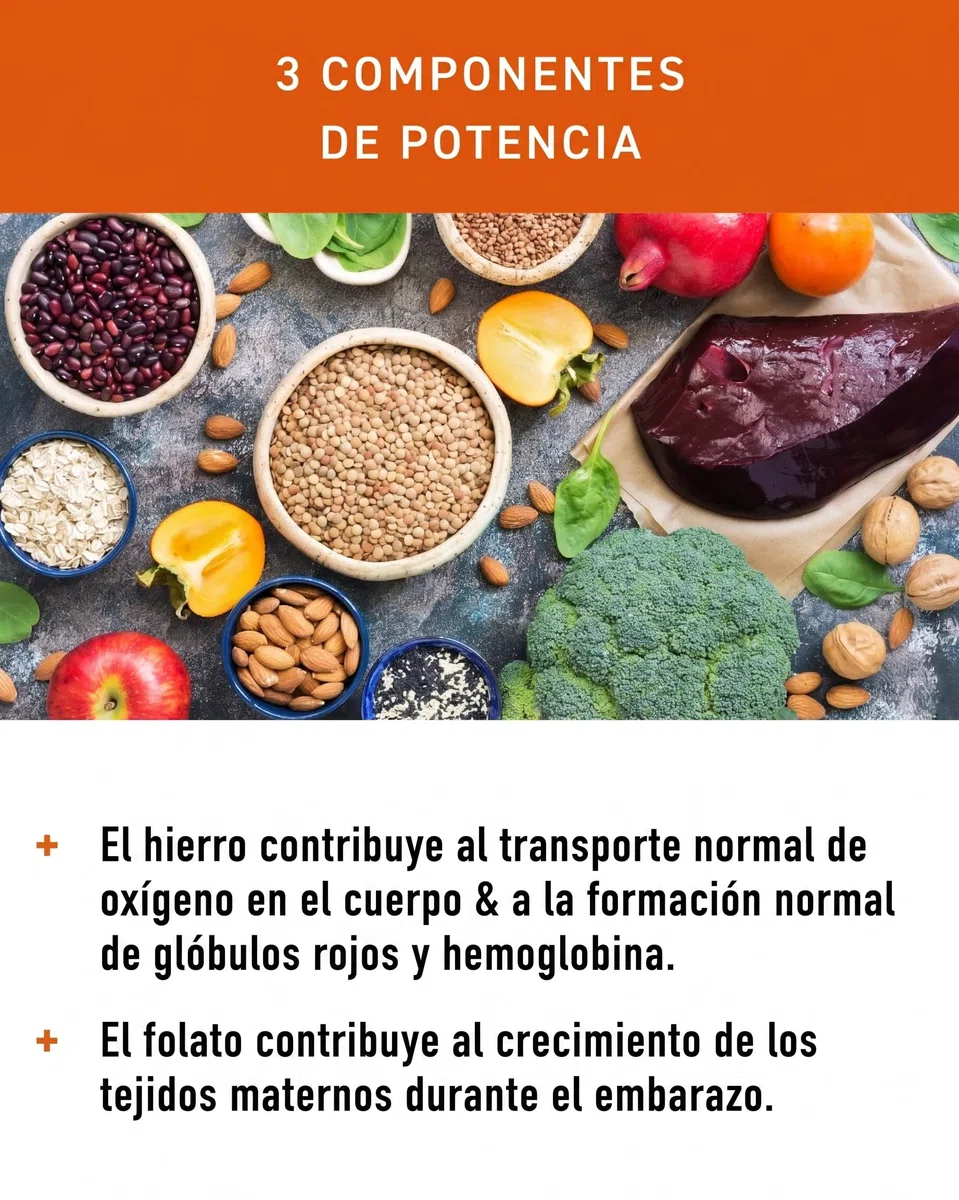 N1 Hierro 30 mg + vitamina C y ácido fólico - 30 tabletas de hierro - 98% de suplemento de hierro biodisponible - alta dosis para el sistema inmunológico, metabolismo energético y en caso de