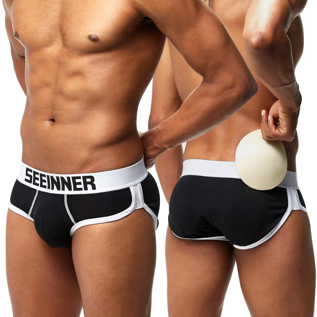 Casey Kevin Hombre Boxer Algodón, Acolchado Calzoncillos, Extraíble 3 Almohadillas de Esponja, Realzar la Curva de Los Glúteos