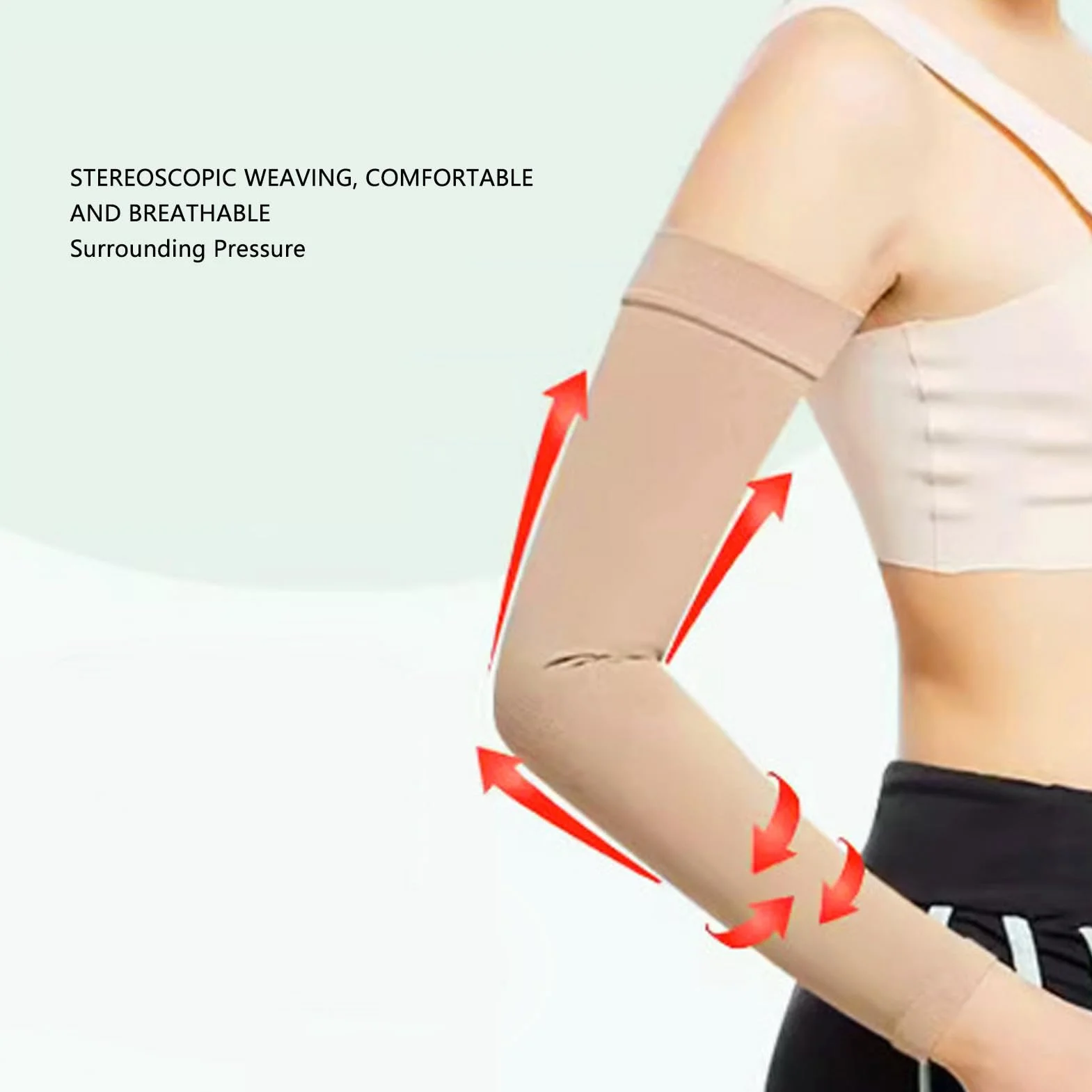 Manga de Compresión para Brazo, Manga de Linfedema Transpirable con Alta Elasticidad para Uso Diario (L)