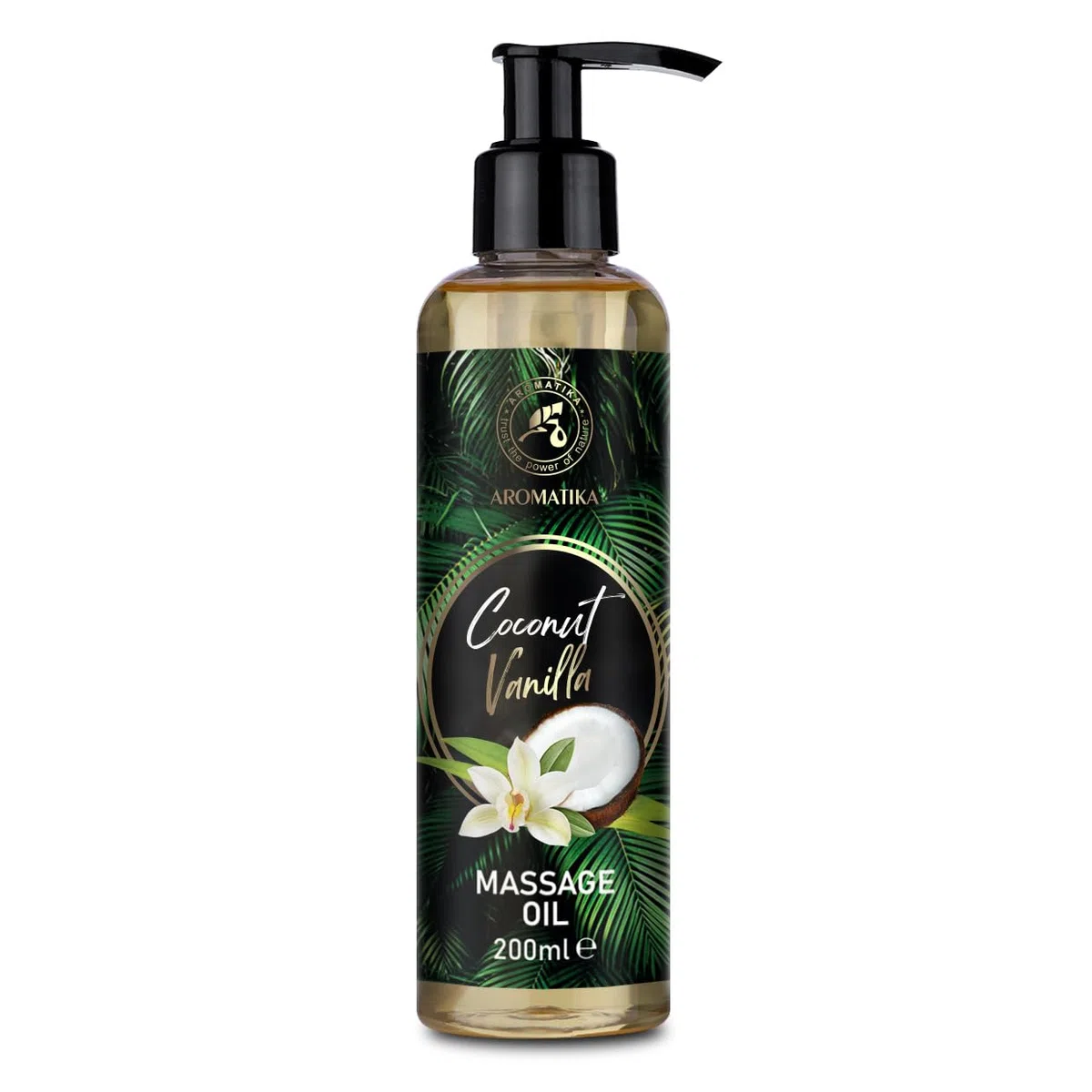 Aceite de Masaje Coco Vainilla 200 ml - Aceite de Almendras - Aceite de Semilla de Uva - Aceite de Jojoba - Aceite de Semilla de Melocotón - Aceites para el Cuidado de la Piel - Cuidado del Cuerpo