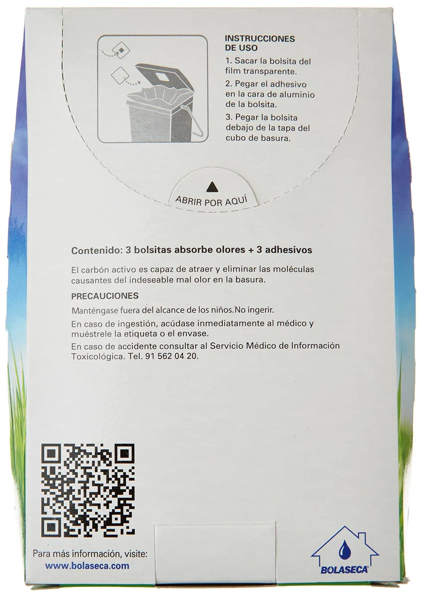 Absorbe Olores Cubos de Basura Bolaseca - Estuche 3 Unidades + 3 adhesivos Neutralizador.
