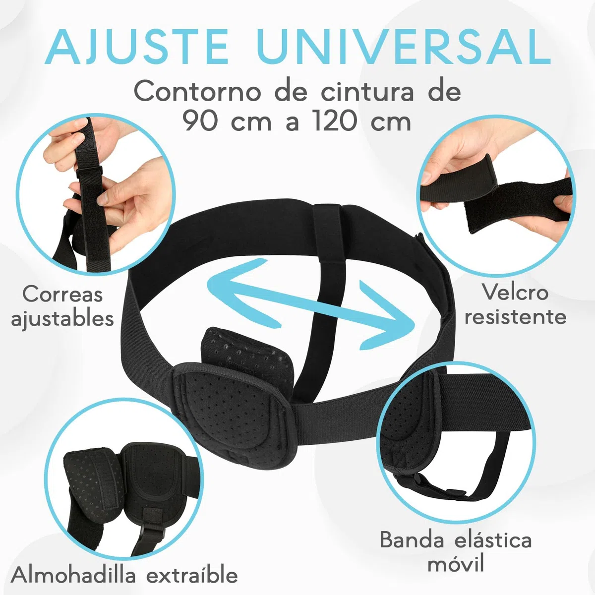 Adamson H2 Cinturón de hernia para hombre - Cinturón ajustable para hernia inguinal lateral - Ajuste universal discreto y soporte cómodo - Compresión ingle con correa de cintura ajustable