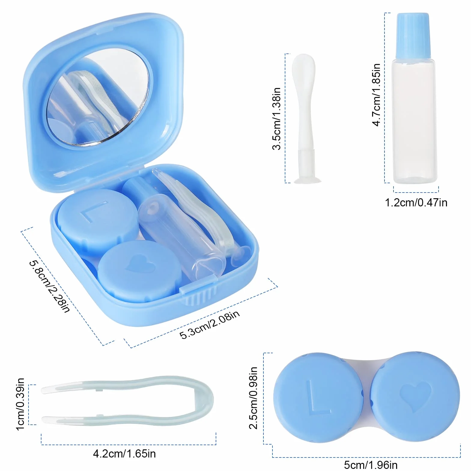 2 Piezas Estuche de Lentillas, Porta Cajas de Lentillas, Caja de Lentes de Contacto Kit de Funda con Espejo Incorporado, para Viajes a Domicilio