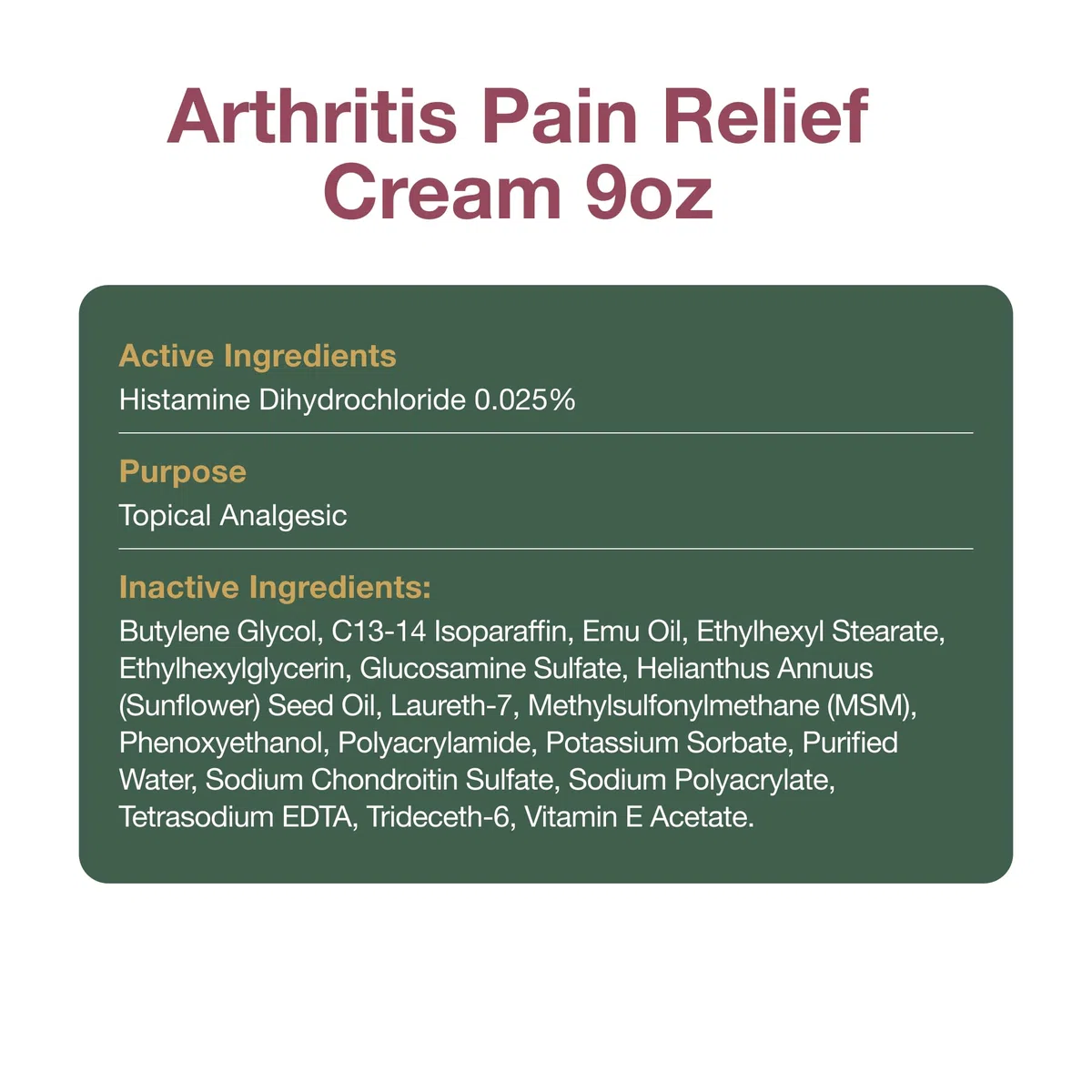 Australian Dream Arthritis Pain Relief Cream, 9 Ounce