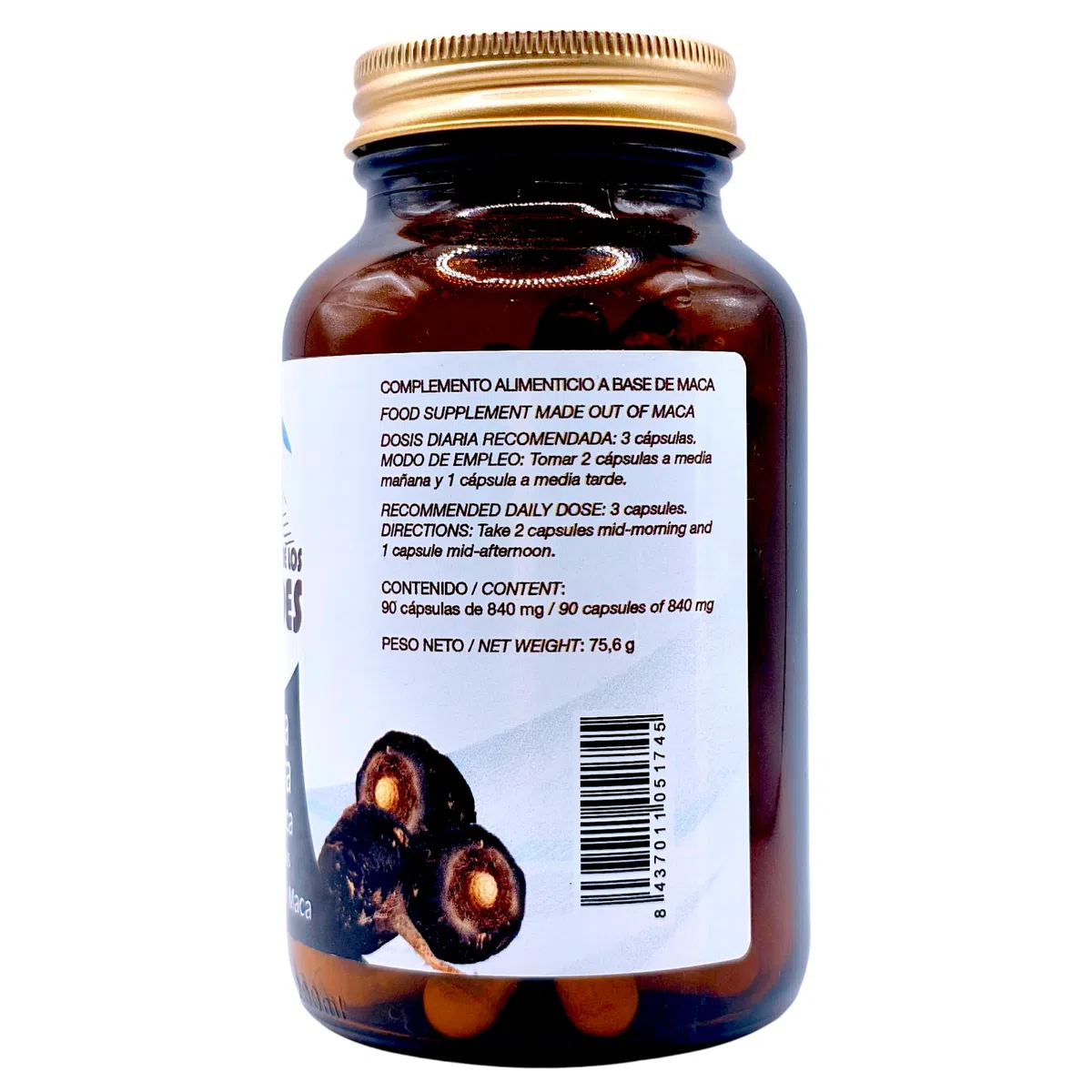 El Oro de los Andes Maca Negra Ecológica 90 Cápsulas - Superalimento Vigorizante para Energía, Rendimiento Físico y Mental - Aumenta la Resistencia y la Libido - Raíz Pura Andina Vegana