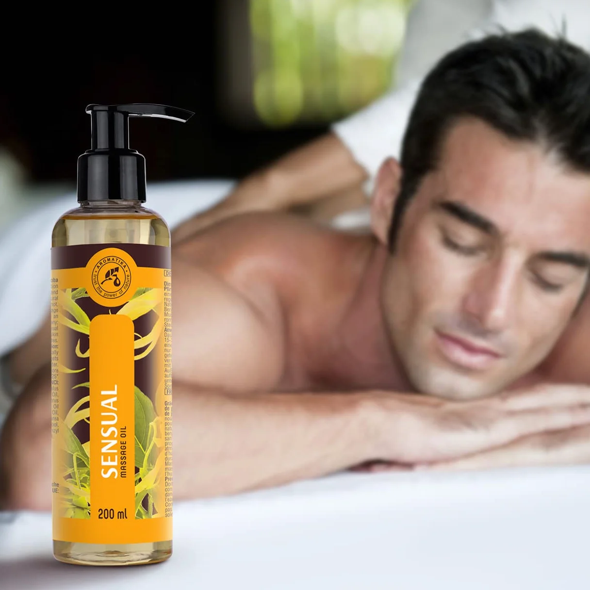 Aceite de Masaje Sensual 200 ml - Mezcla de Almendra Dulce y Semilla de uva - Aceites esenciales de Bergamota y Ylang-Ylang - Corporal para él y ella - para Parejas - Hidratante - Cuidado de la piel