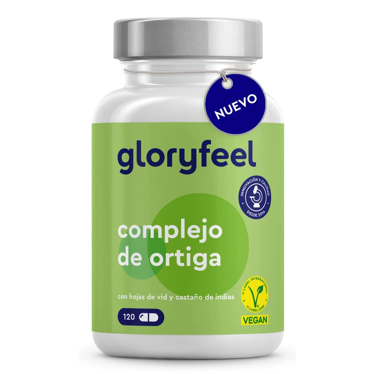 Ortiga Verde Cápsulas 6.310mg* - Con Extracto de Castaño de Indias + Hojas de Vid Roja - Complejo de Hoja ortiga + Vitamina C, Manganeso y Cobre -120 Cápsulas - Probado en Laboratorio
