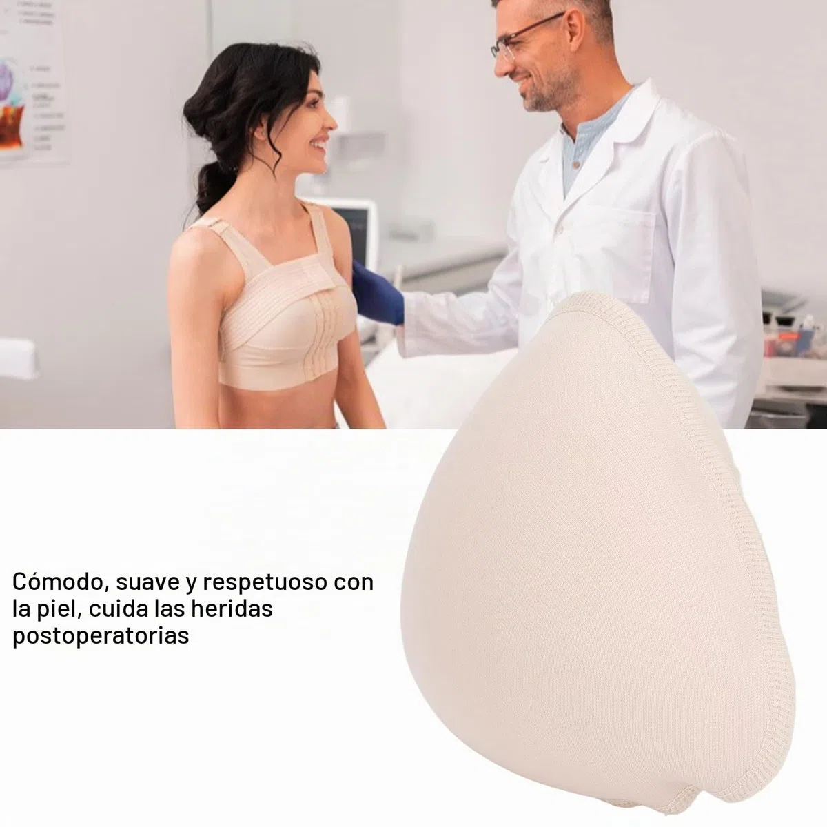 Prótesis de mama de espuma, sin presión, insertos de sujetador de espuma transpirable para cirugía de cáncer de mama femenina en mastectomías femeninas (L)
