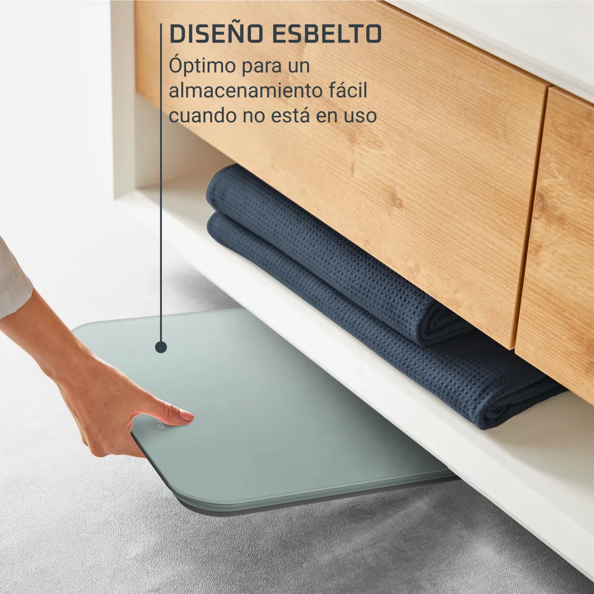 Rowenta Classic 2.0 Báscula de Baño Digital BS1903V0, Pantalla Invisible de Fácil Lectura, Diseño Efecto Eucalipto, Alta Precisión, Encendido Automático, Plataforma Amplia y Resistente