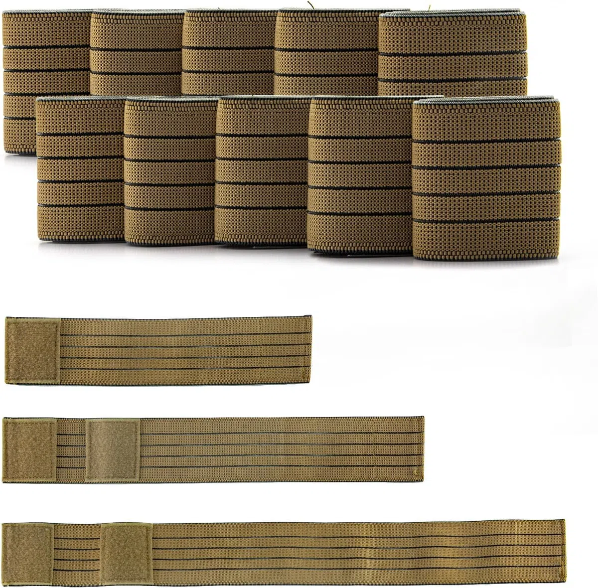 Vendaje elástico Piezas de repuesto Envoltura de banda alrededor para ETL051 ETUU1401 máquina Almohadillas Envolturas de rayas para vientre Brazo Pierna 3 tamaños 10pcs Material elástico