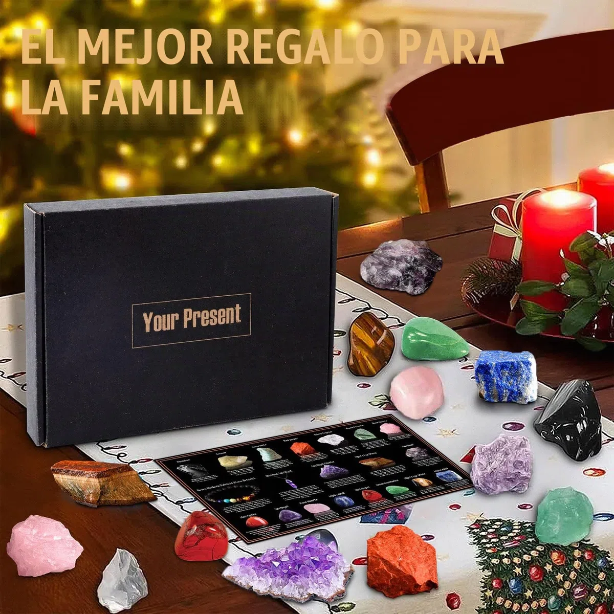 Purpledi Juego de Piedras y Cristales Curativos, Chakra Stones Set, 7 Piedras de Chakra, Healing Crystals Chakra Stones Set, para Meditación, Equilibrio de Chakras, Terapia de Cristal (A)