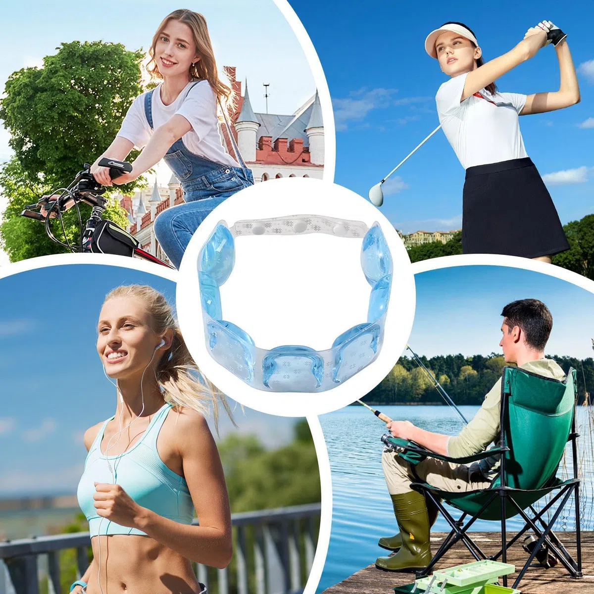 Collares de enfriamiento para el cuello – Collar de hielo de gel ajustable reutilizable para enfriamiento instantáneo, bufanda de terapia de frío de verano, ligero del sudor, deportes al aire