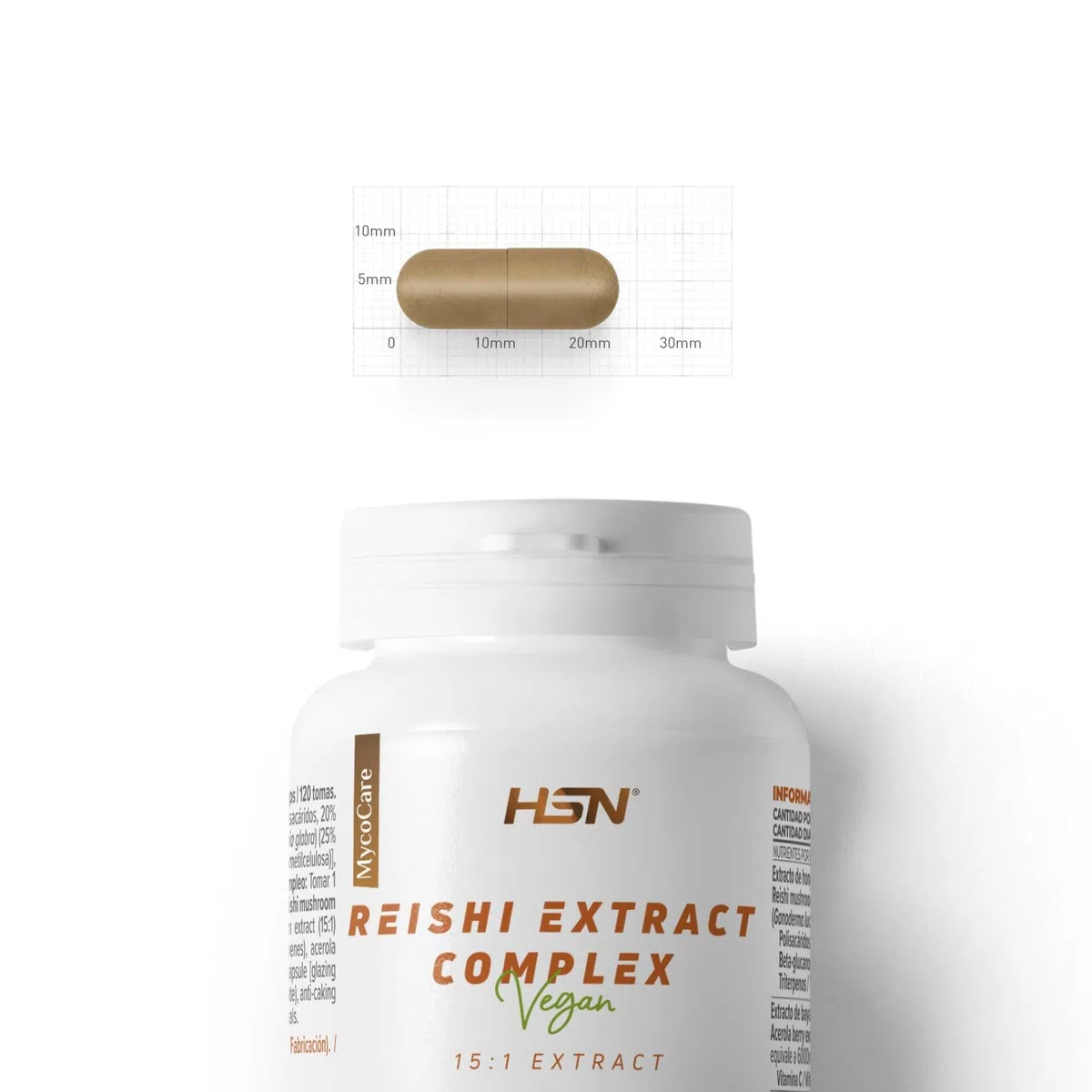 Reishi Puro 15000 MG - Ganoderma lucidum - de HSN | 120 Cápsulas Vegetales con 30% Polisacáridos, 20% Betaglucano, 2% Triterpenos | 15x Veces Más Concentrado | No-GMO, Vegano, Sin Gluten