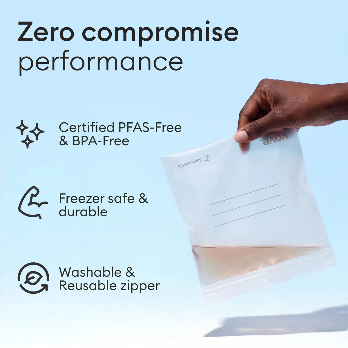 Vove Bolsas compostables medianas para sándwich, 30 unidades, aptas para congelador, a prueba de fugas, sin sustancias nocivas, superficie para escribir, ideal para panes escolares y preparación de