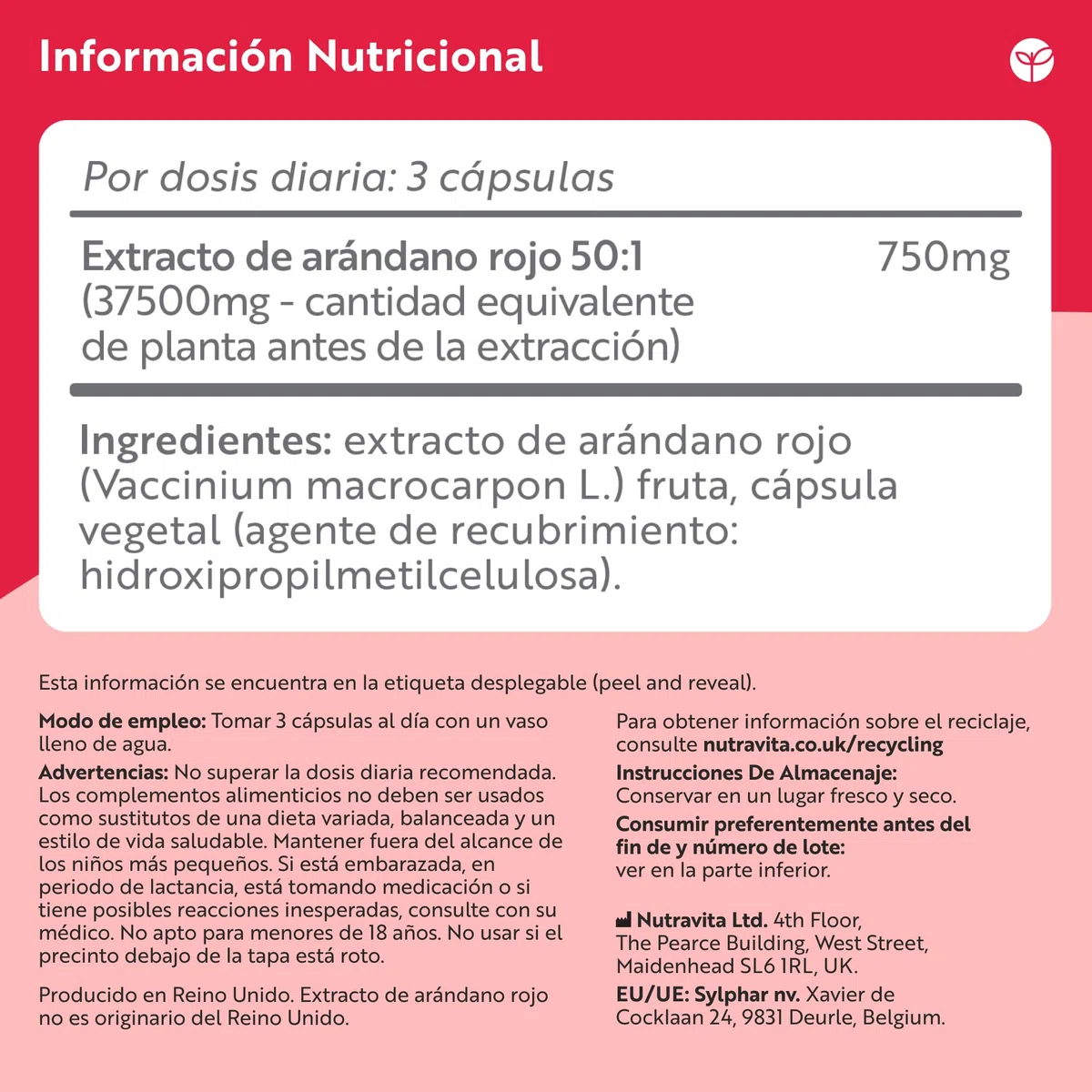 Nutravita Extracto de Arándano Rojo 37.500 mg Máxima Potencia – 180 Cápsulas Veganas – Suplemento Diario para Mujeres – Extracto Puro de Arándano 50:1 – Fabricado en el Reino Unido
