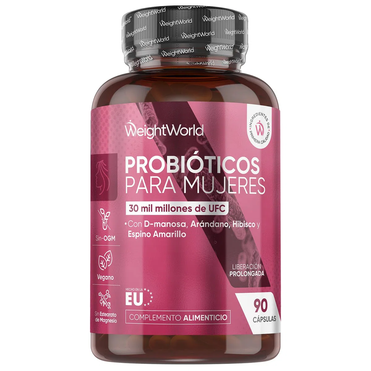 Probióticos Mujer Flora Íntima - 30 Mil Millones de UFC - Con Prebiótico de Inulina, Arándano Rojo, D Manosa y Extractos Botánicos para la Armonía Femenina - Vegano, Sin OGM
