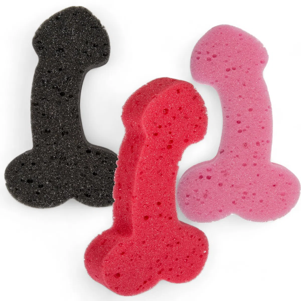MIJOMA Esponja de baño en forma de pene, 3 piezas, aprox. 19 cm, varios colores, regalo divertido, un verdadero punto de atracción para tu cuarto de baño