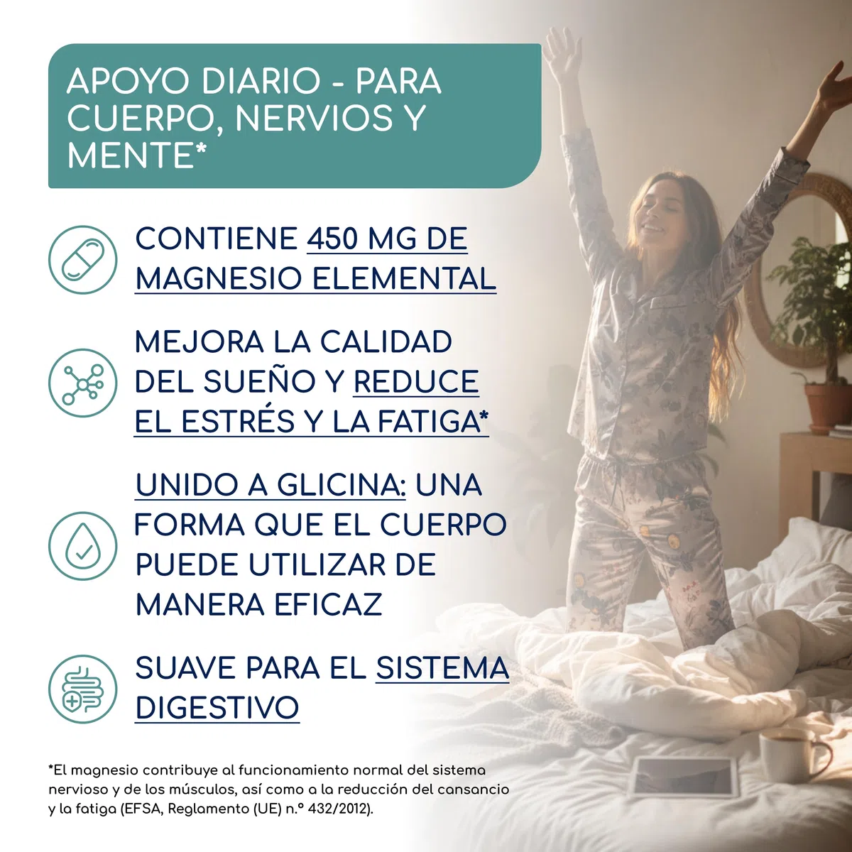Bisglicinato de Magnesio - 450 mg de magnesio (magnesium) elemental/dosis diaria - 240 Cápsulas, hasta 4 meses de suministro - inocuo para el estómago, vegano y de alta dosificación